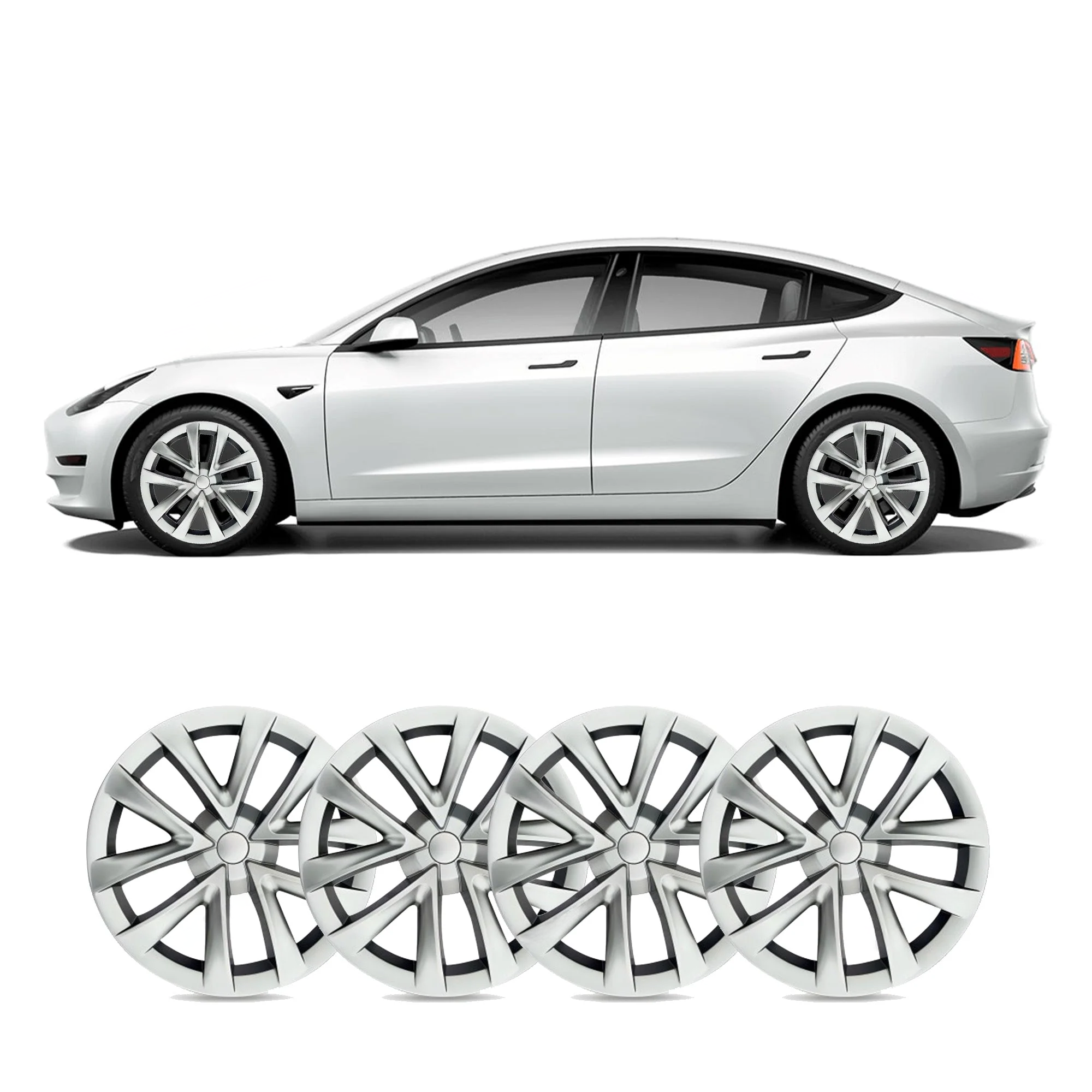 18'' Aero Wheel Cover Hubcaps Replacement (4pcs) – For Tesla Model 3 (Highland)/Y (2017-2024)