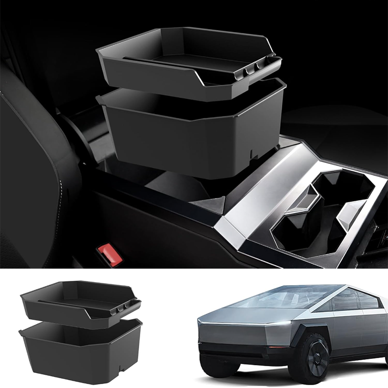 Double Layer Center Console Organizer Armrest Storage Box - For Tesla Cybertruck (2024)