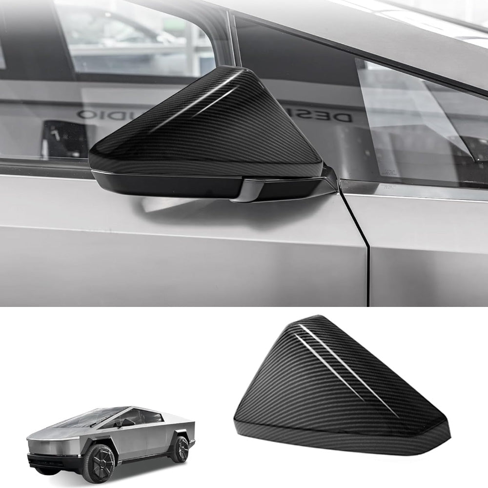 Rear View Mirror Covers (Carbon Fiber Pattern ABS) (1 Pair) - For Tesla Cybertruck (2024)