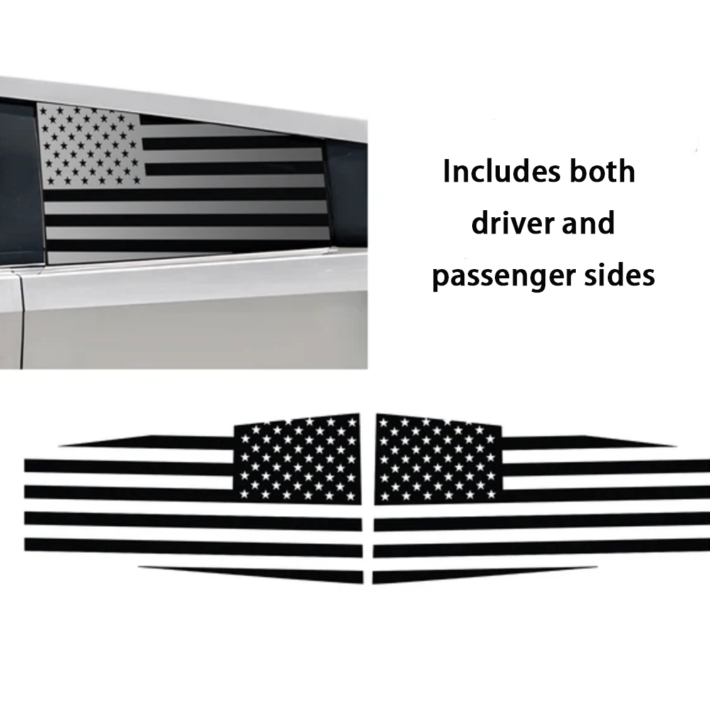 Rear Window American Flag Vinyl Stickers (2PCS) - For Tesla Cybertruck (2024)