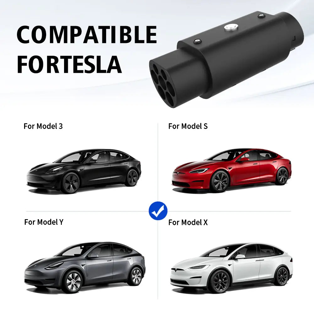 Type 2 to Type 1 EV Charging Adapter - For All Tesla Models (2012-2024)