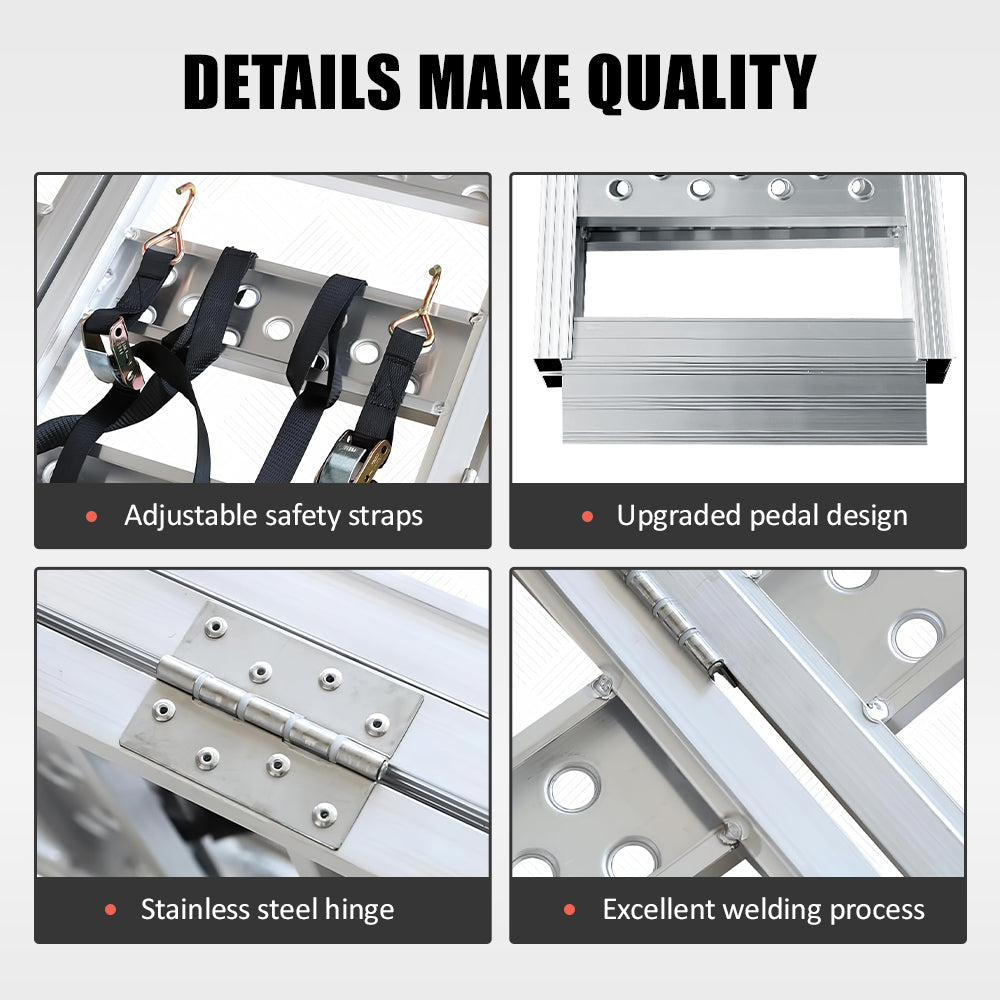 Full-Width Aluminum Tri-Fold Ramps with Load Straps - For Tesla Cybertruck (2024)