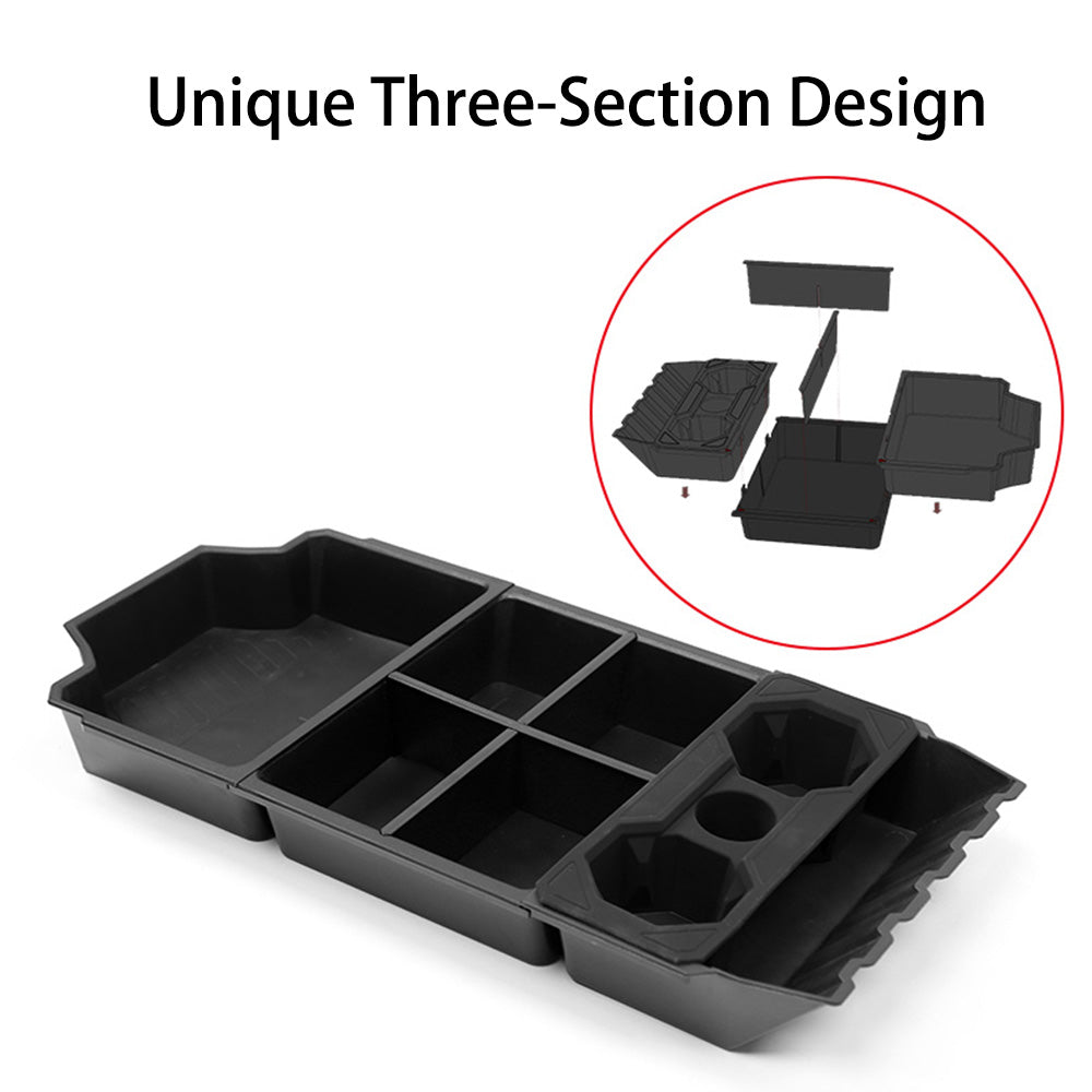 Split Lower Center Console Storage Tray with Cup Holder - For Tesla Cybertruck (2024)