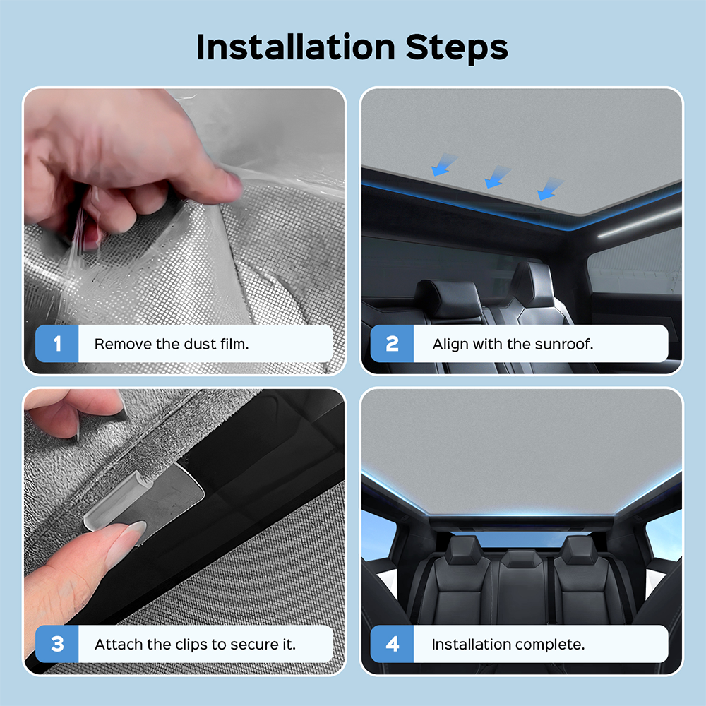Electrostatic Adsorption Sunroof Ice Crystal Glass Roof Sunshade - For Tesla Cybertruck (2024)
