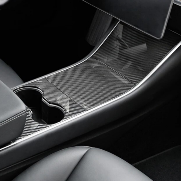 Carbon Fiber Center Console Overlays, Decoration Wrap (Gen. 1) – For Tesla Model 3 (2017-2020)