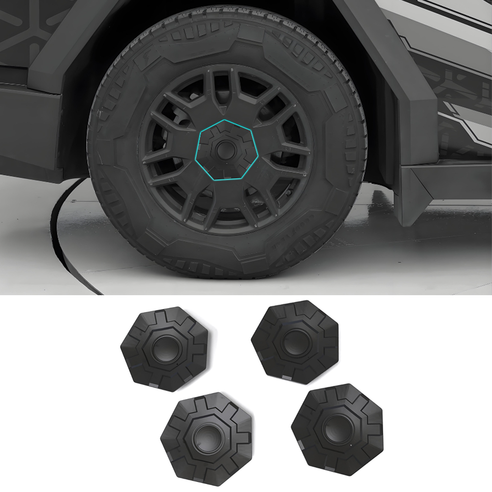 Heptagonal Center Hub Caps Lug Nut Covers (4 Pcs) - For Tesla Cybertruck (2024)