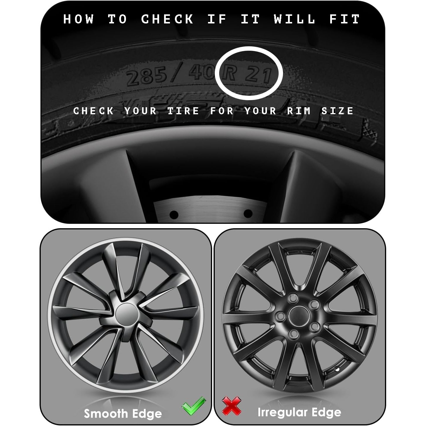 Black Aluminum Alloy Wheel Rim Protectors (4pcs) – Fit All Cars