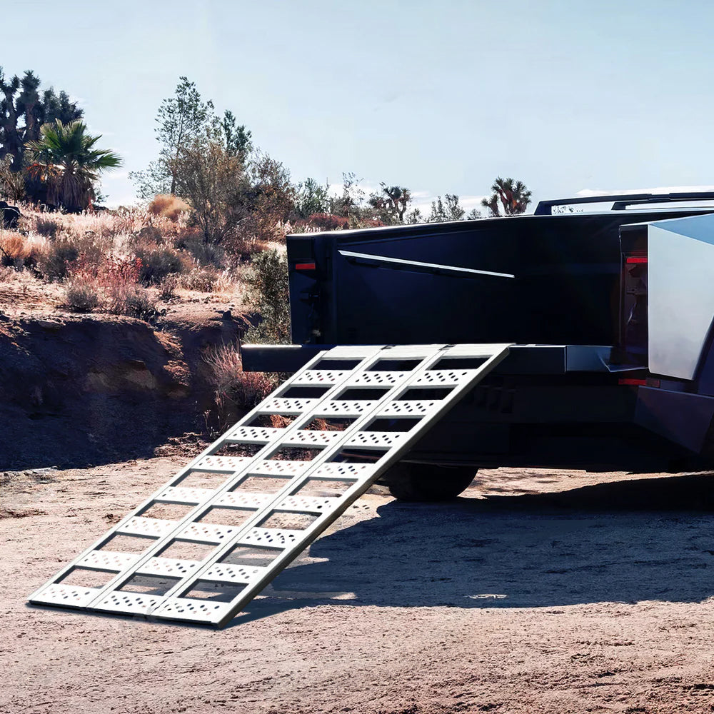 Full-Width Aluminum Tri-Fold Ramps with Load Straps - For Tesla Cybertruck (2024)