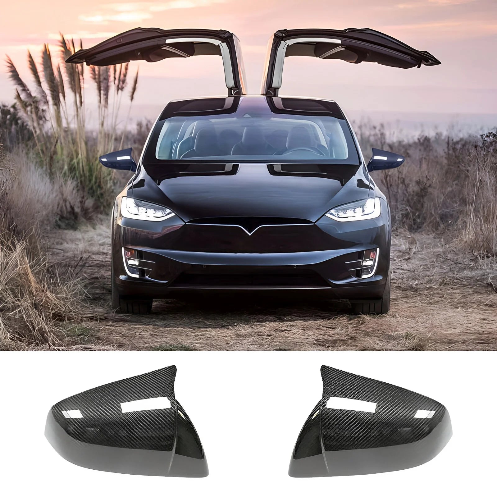 Carbon Fiber GT Style Rear View Mirror Cover – For Tesla Model X (2024+)