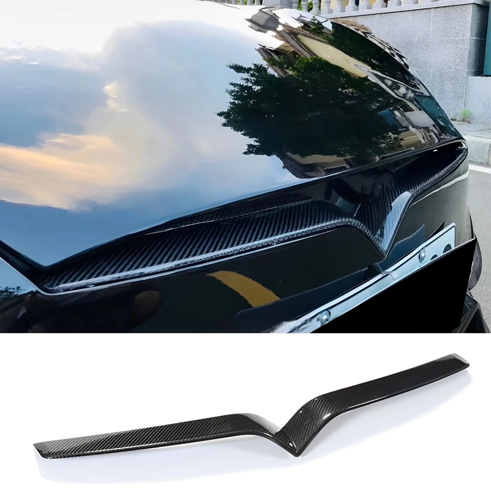 Carbon Fiber Front Center Grille Trim Strip – For Tesla Model S (2016-2024)