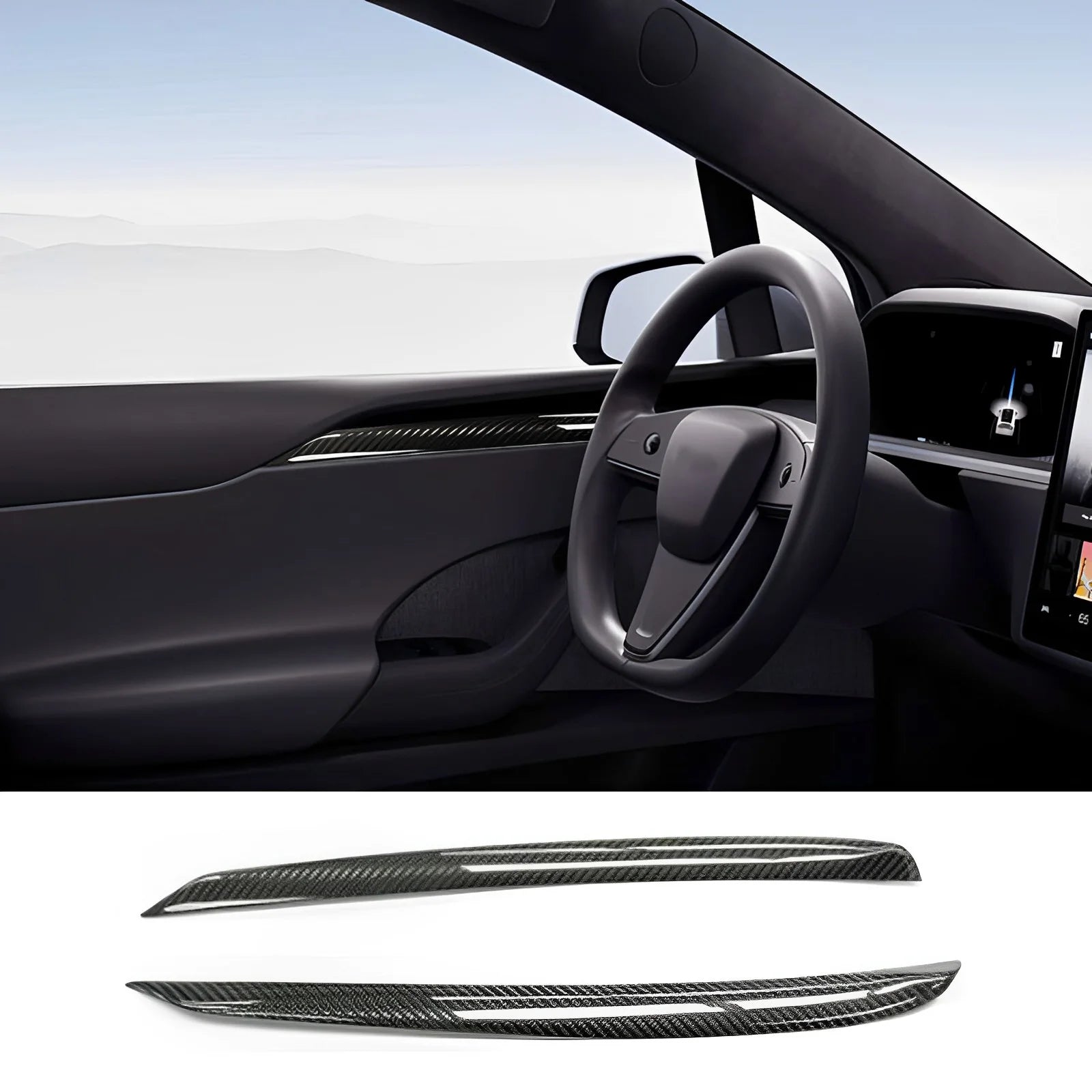 Carbon Fiber Door Trim Cover – For Tesla Model X (2021+)