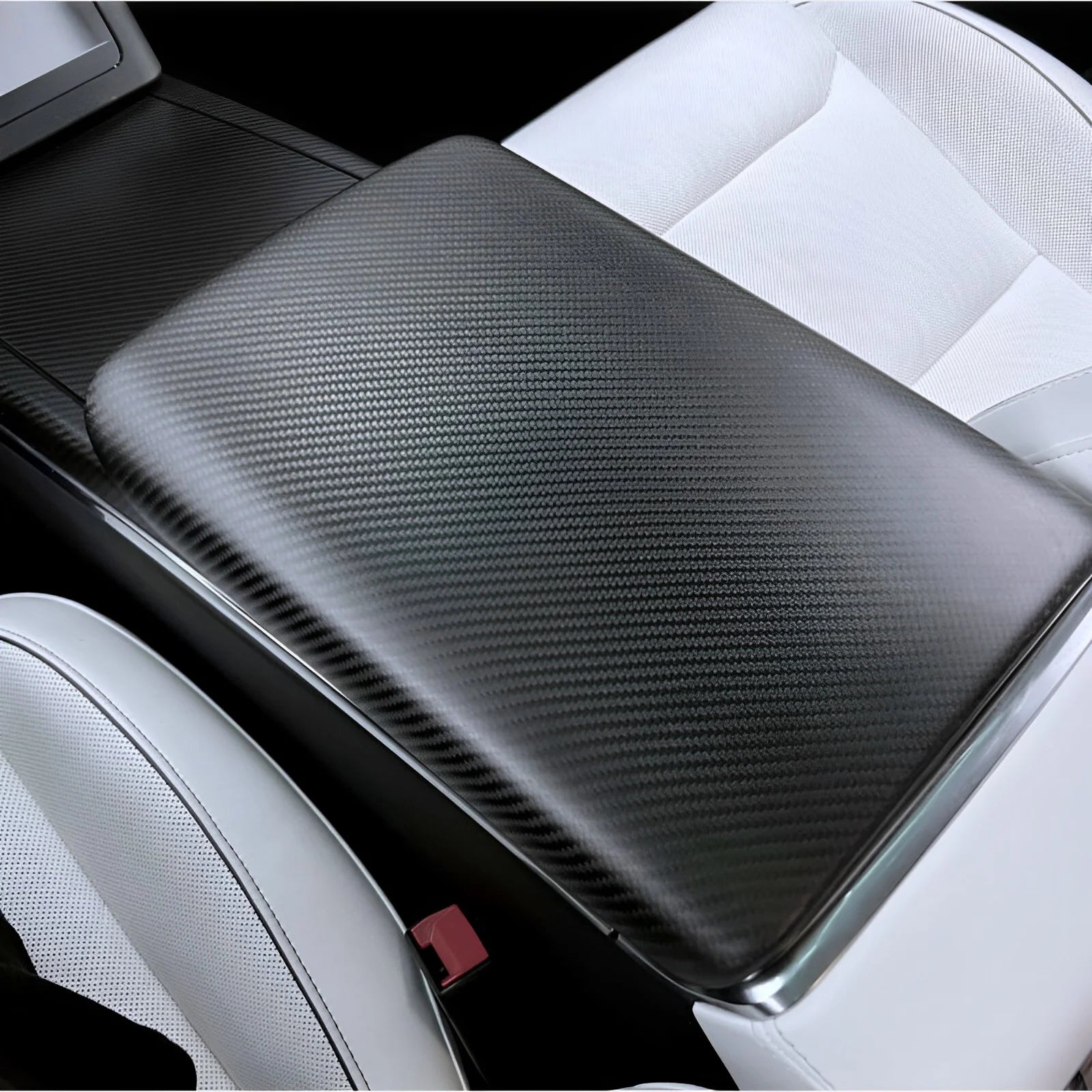 Carbon Fiber Center Console Armrest Overlay – For Tesla Model S/X (2021-2024)