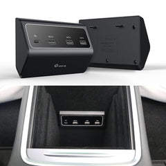 Center Console USB Hub for Dual Type-C Ports PD Fast Charge – For Tesla Model 3/Y (2021-2024)