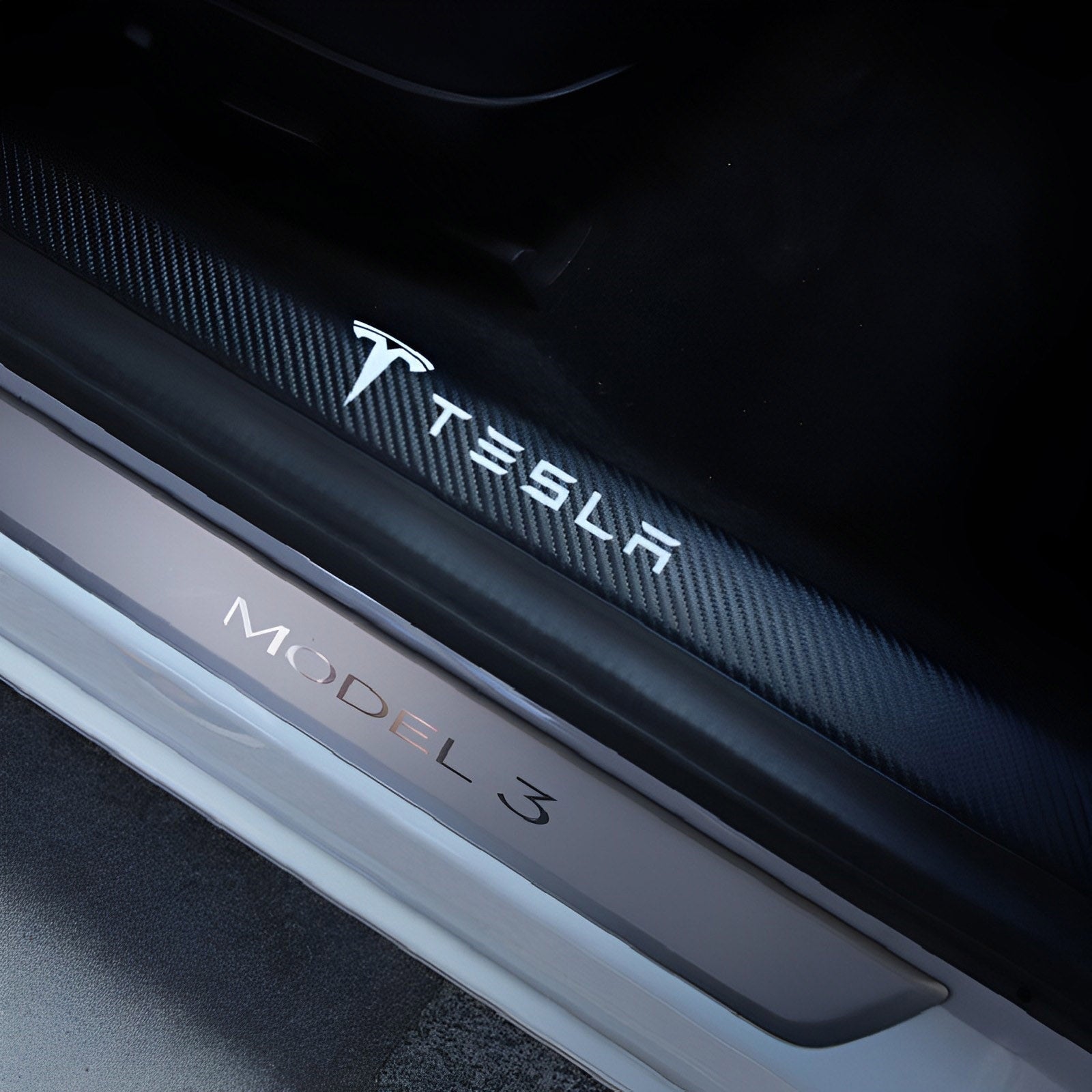 Carbon Fiber Door Sill Stickers – For Tesla Model 3