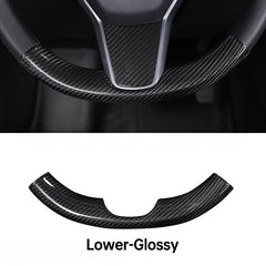 Carbon Fiber Steering Wheel Upper/Lower Cover – For Tesla Model 3/Y (2017-2024)