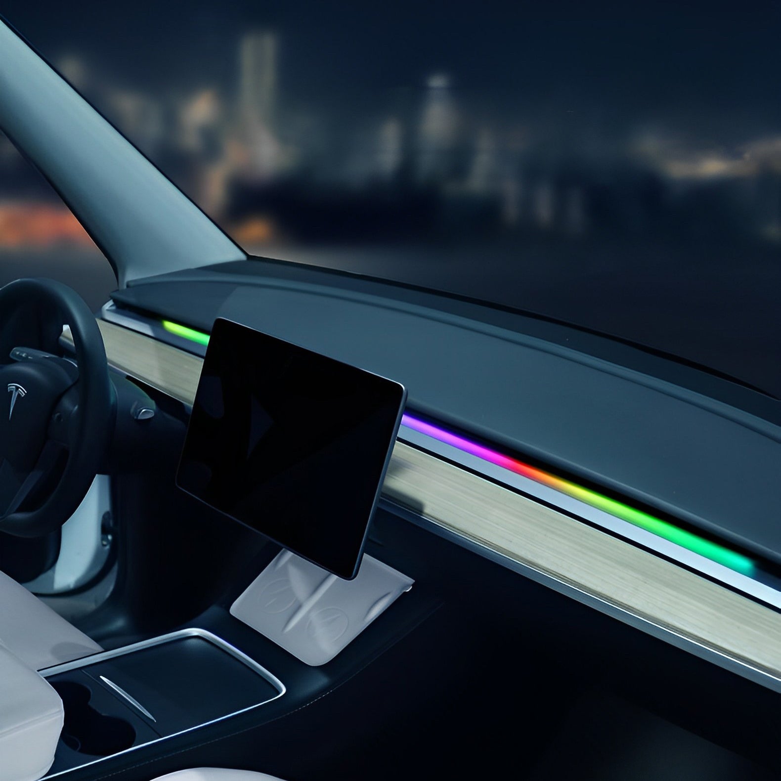 Remote-Controlled RGB Dashboard Strip Lights – Custom Ambient Lighting – For Tesla Model 3/Y (2017-2023)