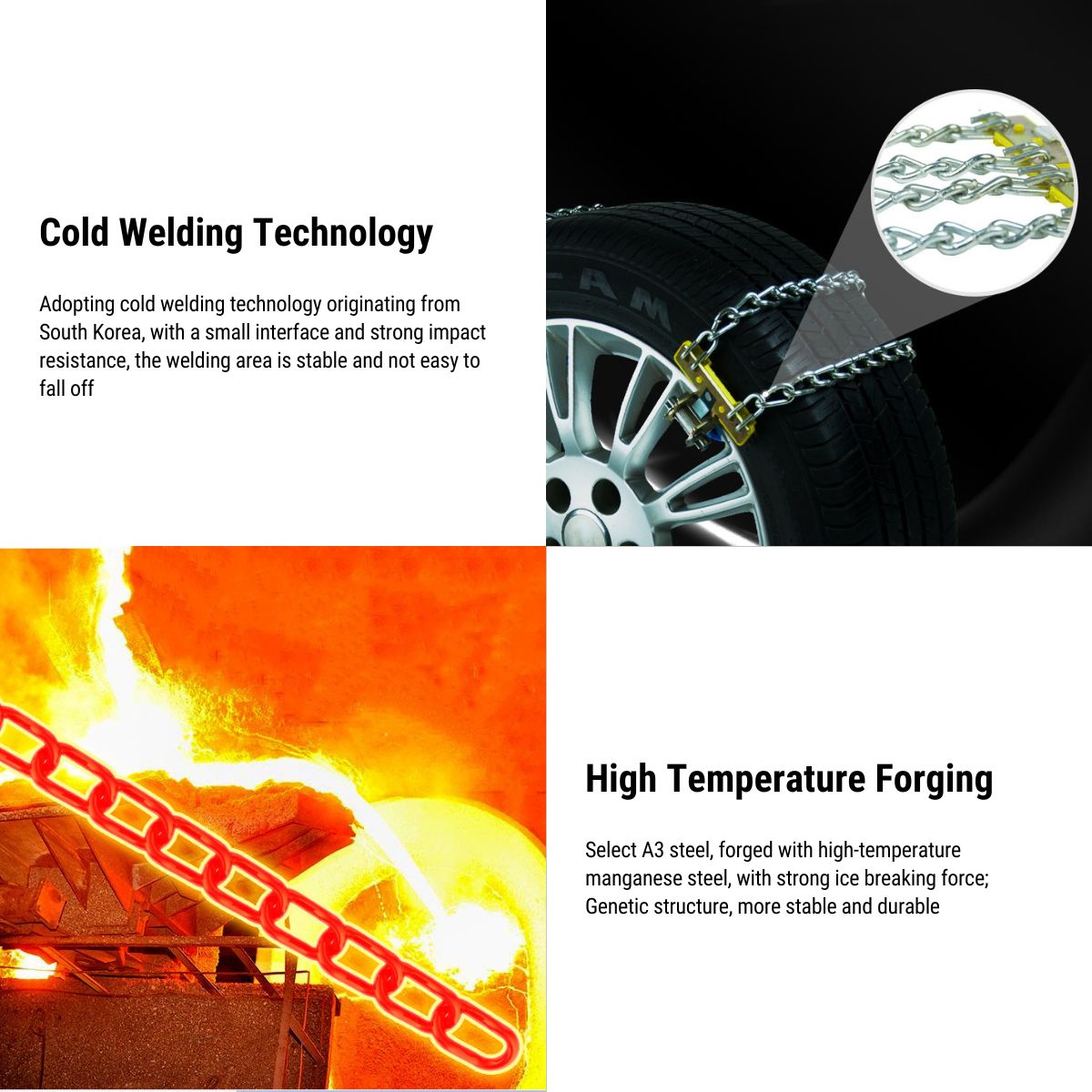 Adjustable Steel Snow Chains for Enhanced Traction – Universal Fit for All Cars