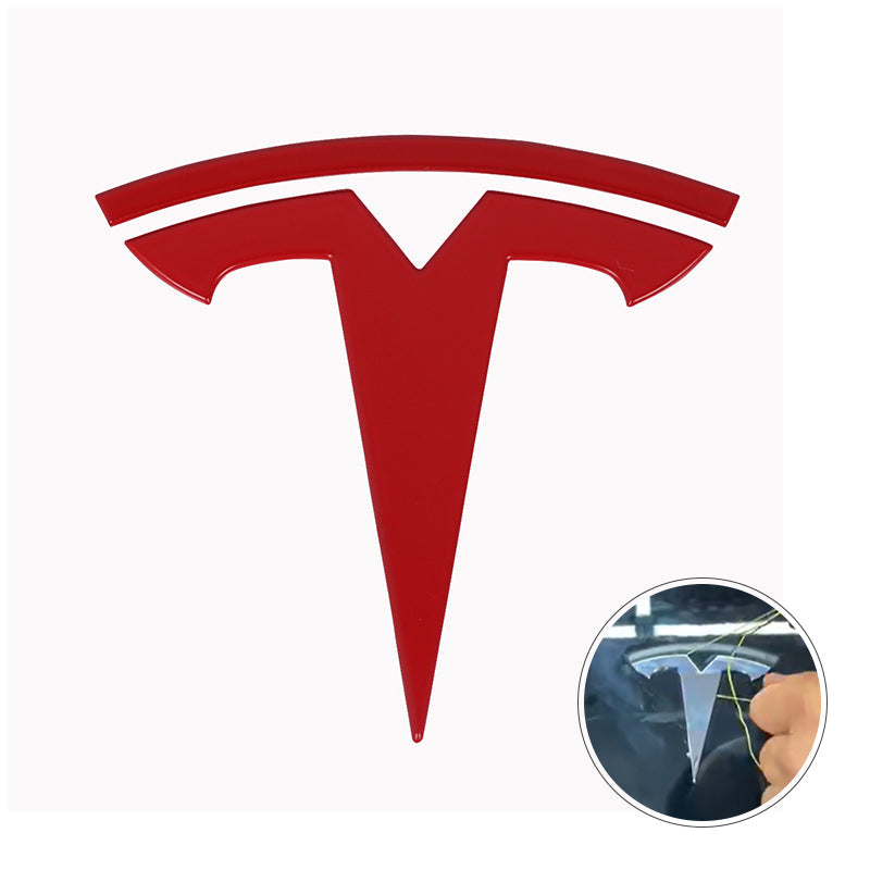 'T' Emblem Decal Wraps – Front & Rear Badges (1 Pair) - For Tesla Model 3 (Highland)/Y (2017-2024)