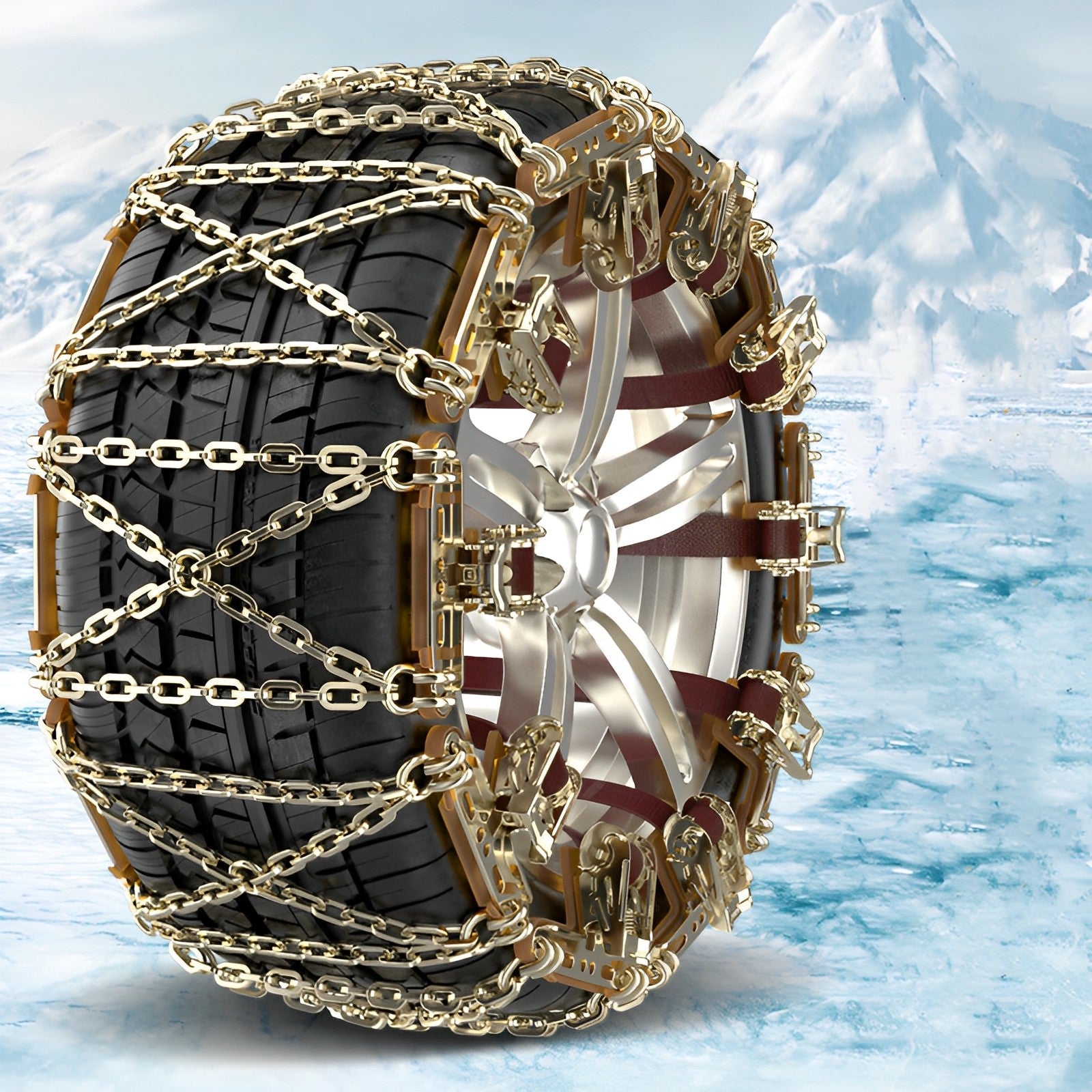 Cross Shaped Snow Chains – Universal Fit for All Cars (205-255mm)