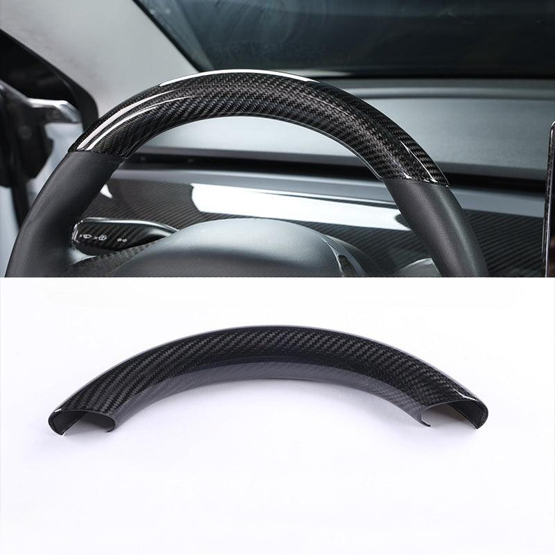 Carbon Fiber Steering Wheel Upper/Lower Cover – For Tesla Model 3/Y (2017-2024)