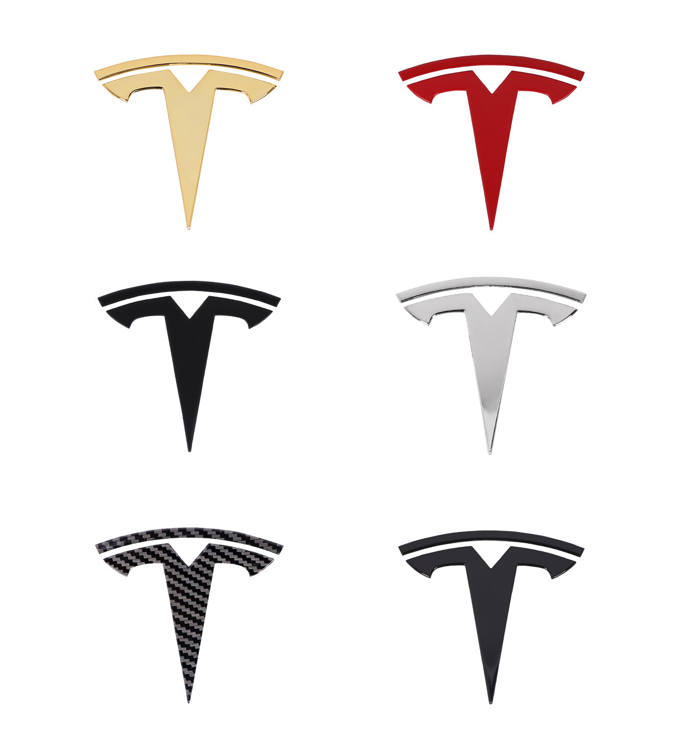 'T' Emblem Decal Wraps – Front & Rear Badges (1 Pair) - For Tesla Model 3 (Highland)/Y (2017-2024)