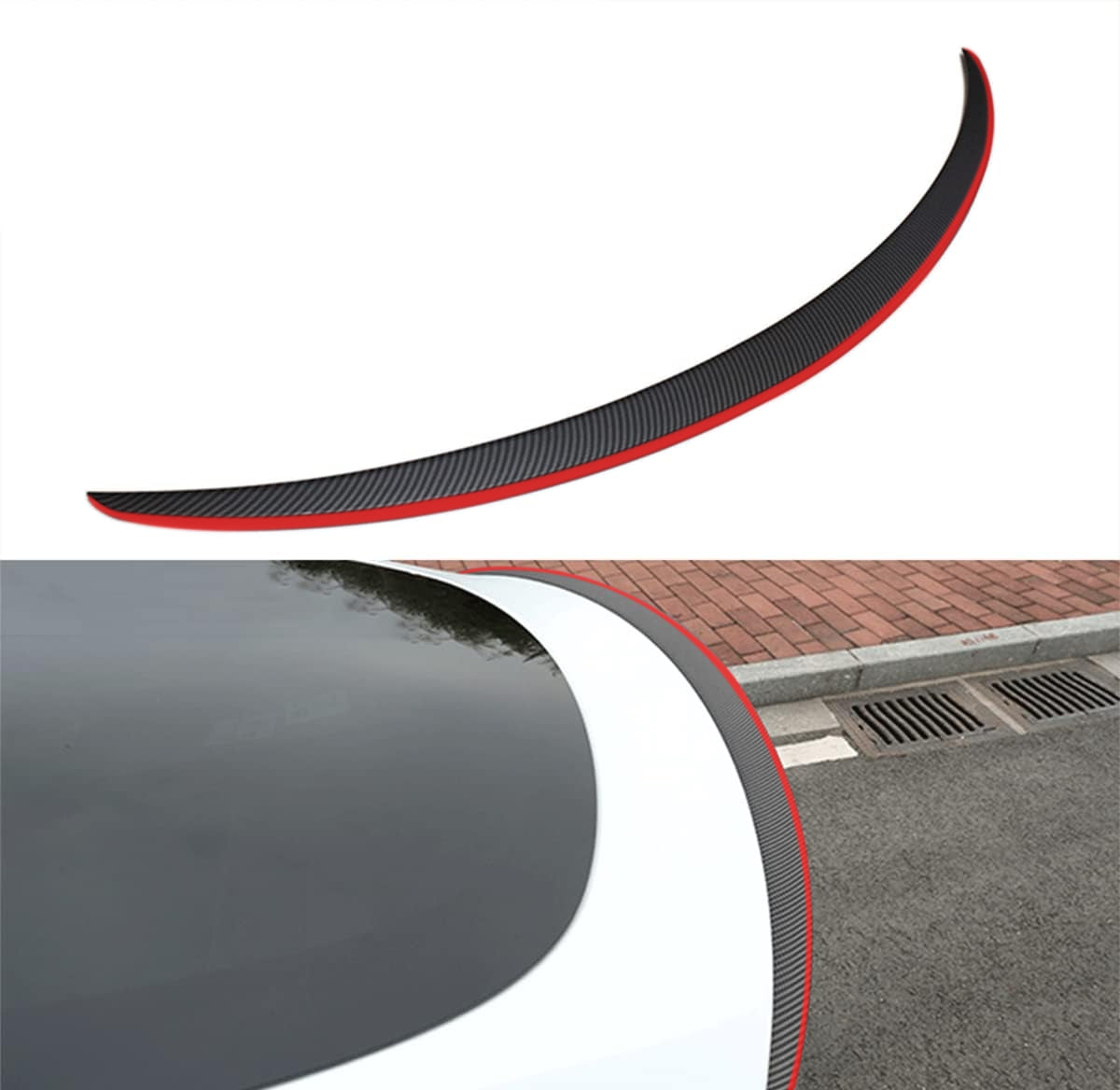 Carbon Fiber Spoiler Wing with Red Line – For Tesla Model Y (2020-2024)