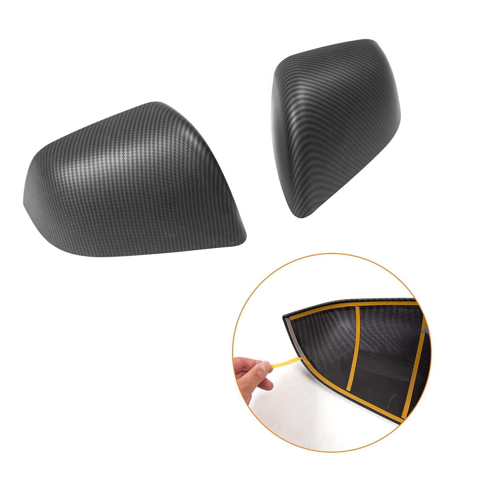 Side Door Mirror Cover (Carbon Fiber Pattern ABS) – For Tesla Model Y (2020-2024)