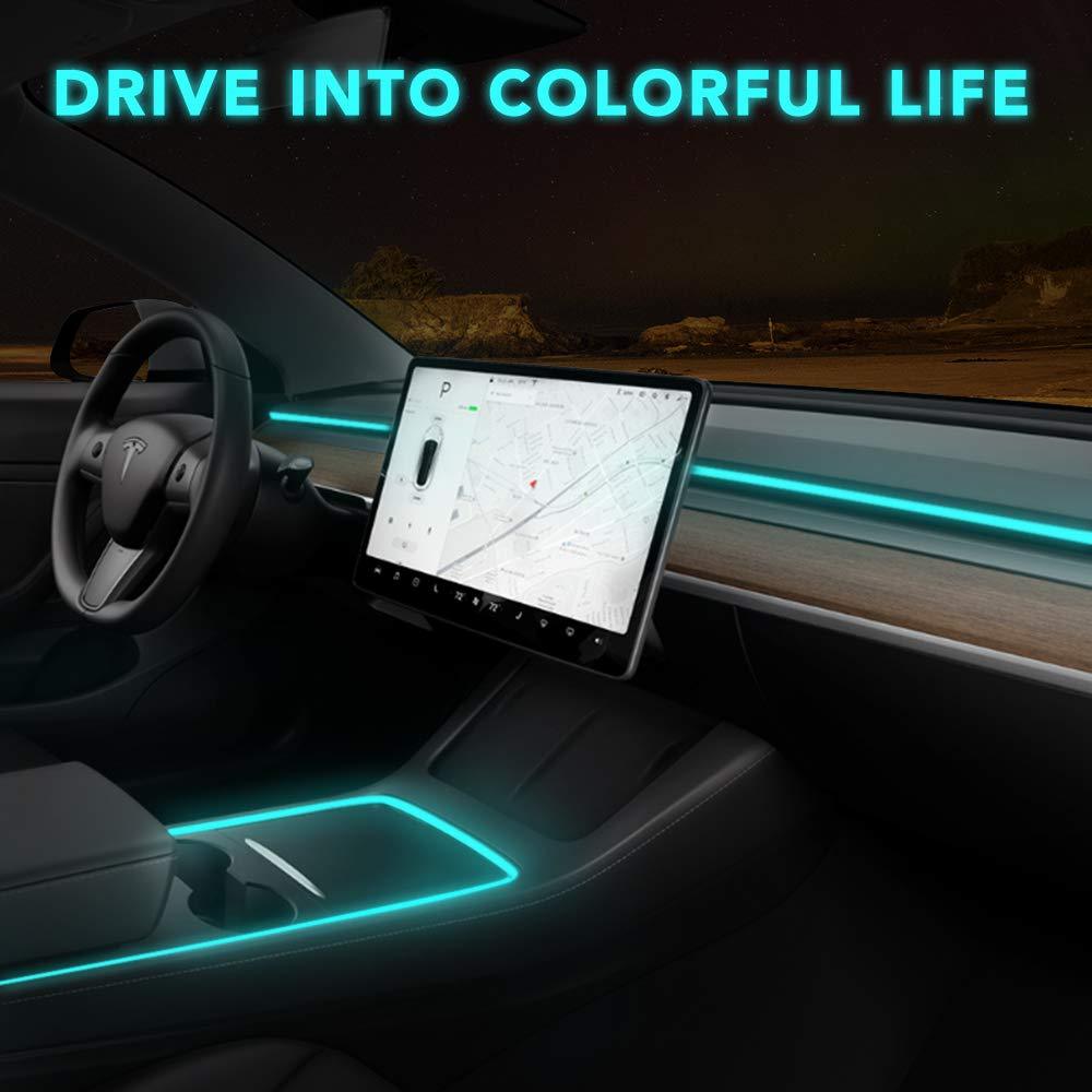 Interior LED Dashboard + Center Console Light Strip + App Controller – For Tesla Model 3/Y (2017-2024)