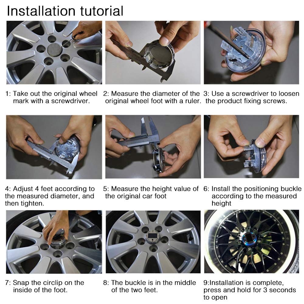 Solar Energy Car Wheel Hub Lights – Fits All Cars