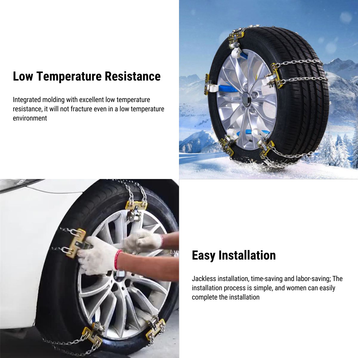 Adjustable Steel Snow Chains for Enhanced Traction – Universal Fit for All Cars