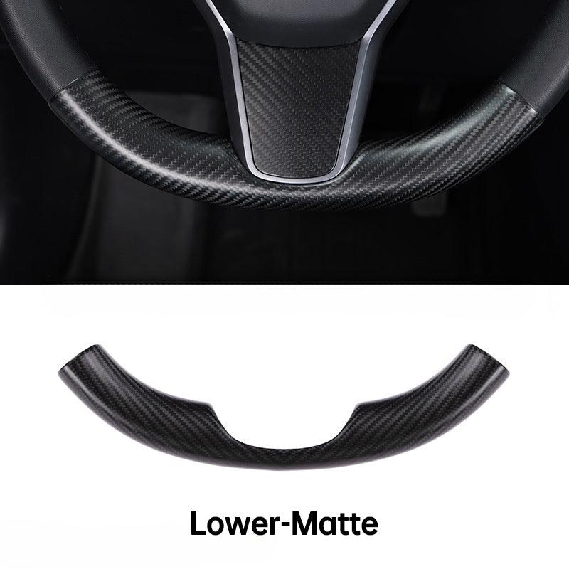 Carbon Fiber Steering Wheel Upper/Lower Cover – For Tesla Model 3/Y (2017-2024)