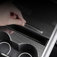 Carbon Fiber Center Console Overlays with Key Card Slot (Gen. 2) – For Tesla Model 3/Y (2021-2024)