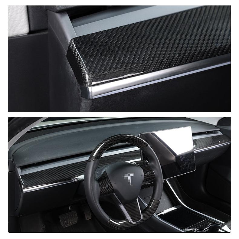 [Real Carbon Fiber] Model 3 / Y Dashboard Cover Center Consoles Dash Covers Cap (2017-2023)