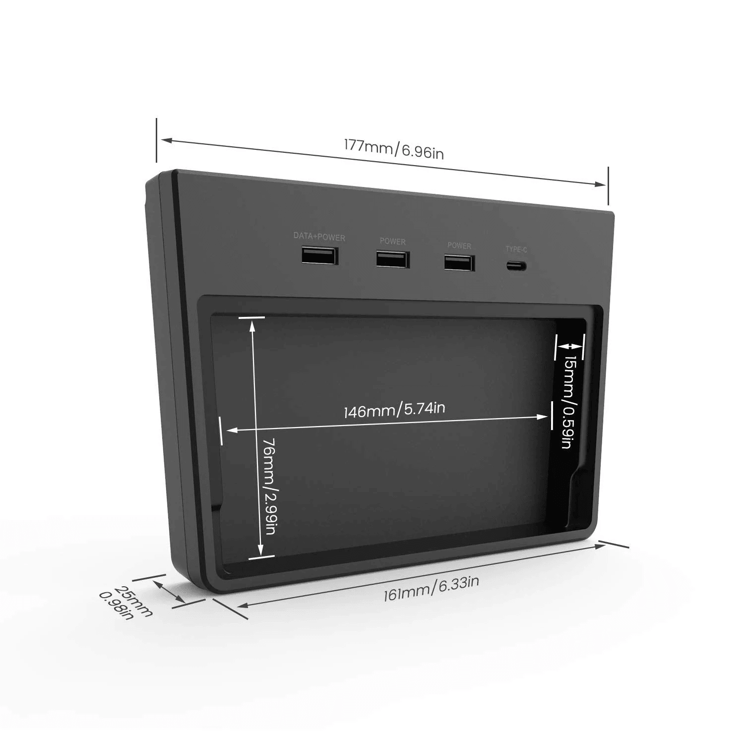 USB Hub with 5+ Ports and Dashcam Storage – For Tesla Model 3/Y (2017-2020)