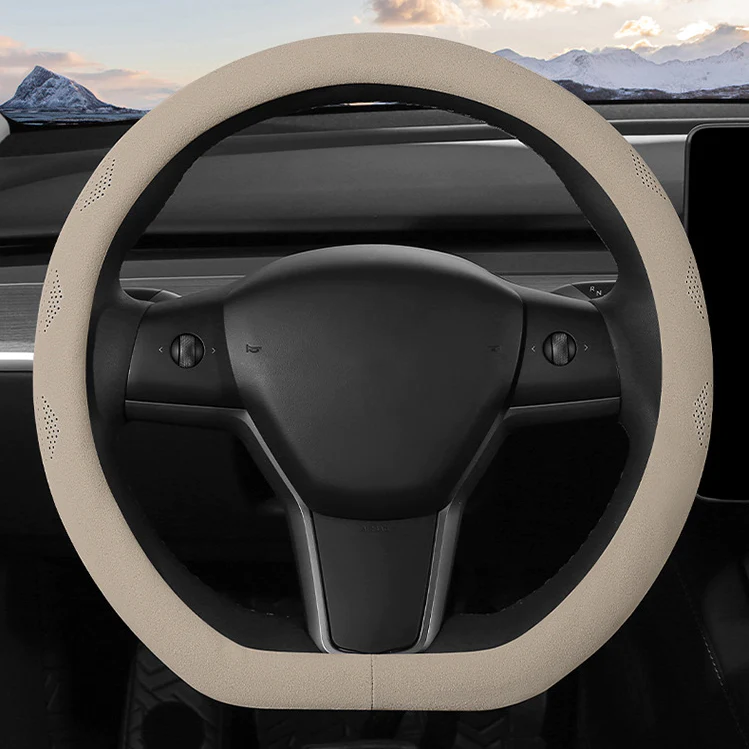 Alcantara Ultra Thin Sweat Absorbing Steering Wheel Cover – For Tesla Model 3/Y (2017-2024)