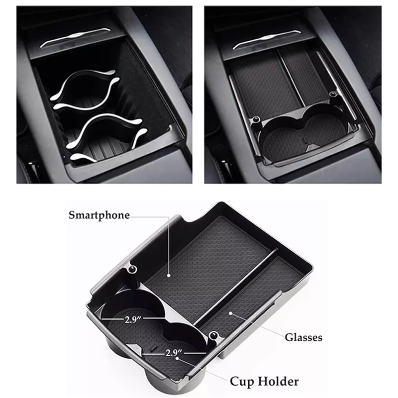 Center Console Organizer with Cup Holder – For Tesla Model S/X (2016-2020)