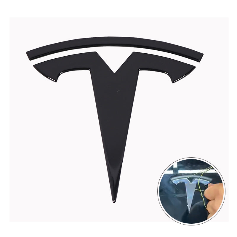 'T' Emblem Decal Wraps – Front & Rear Badges (1 Pair) - For Tesla Model 3 (Highland)/Y (2017-2024)