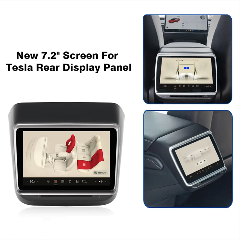 7.2" Rear Entertainment & Climate Control Display – For Tesla Model 3/Y (2020-2024)