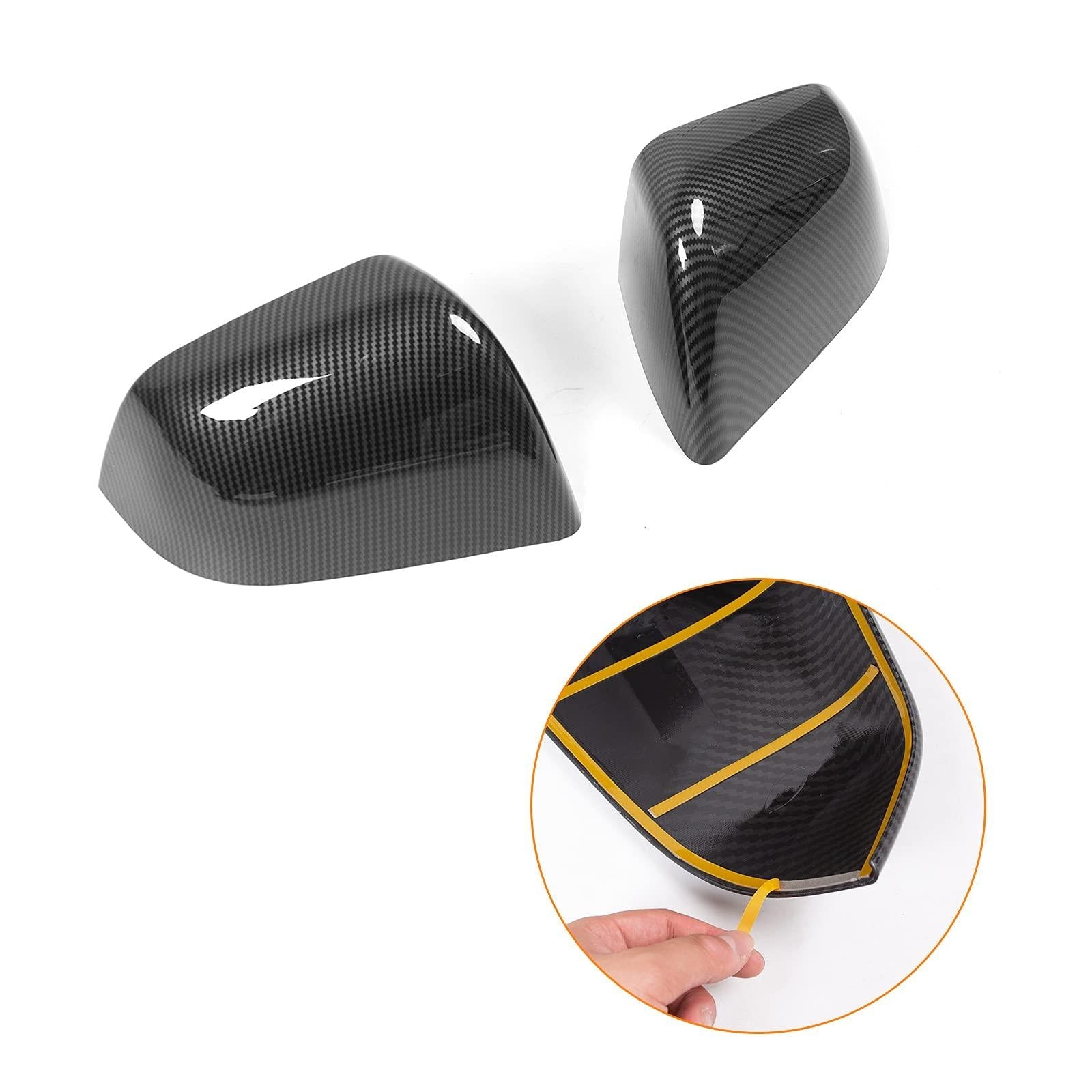 Side Door Mirror Cover (Carbon Fiber Pattern ABS) – For Tesla Model Y (2020-2024)