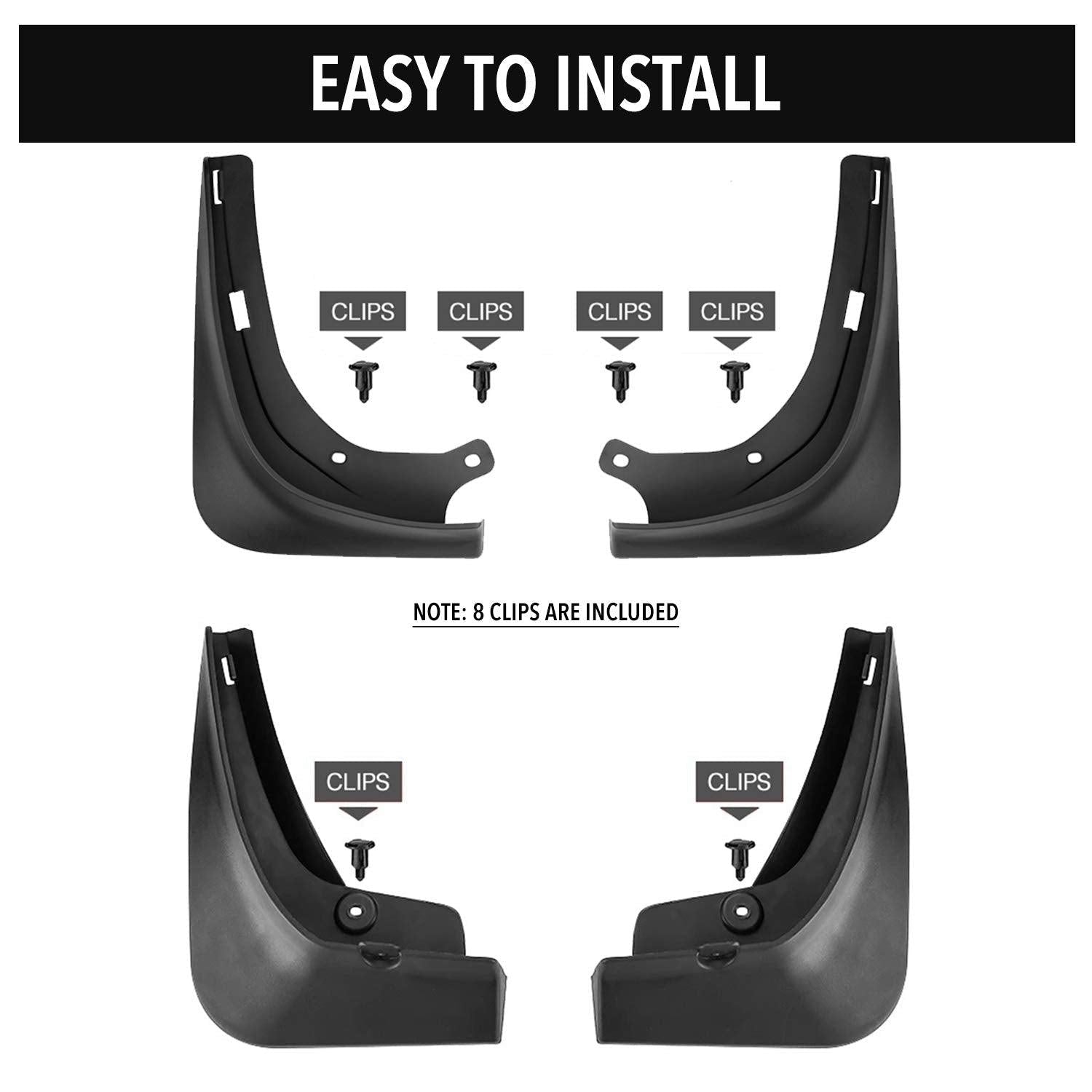 Mud Flaps Splash Guards Full Protection Kit – For Tesla Model 3 (2017-2023)