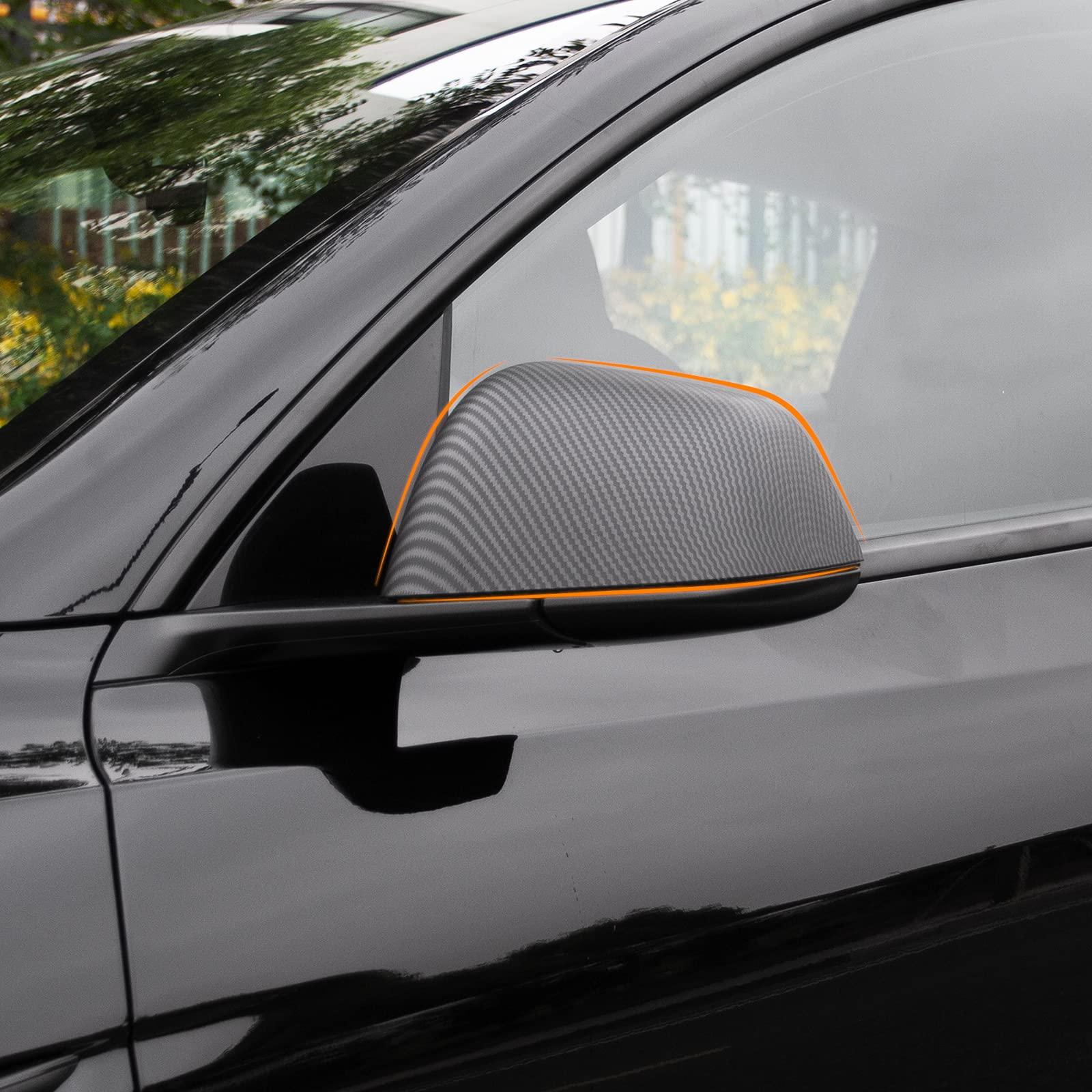 Side Door Mirror Cover (Carbon Fiber Pattern ABS) – For Tesla Model Y (2020-2024)