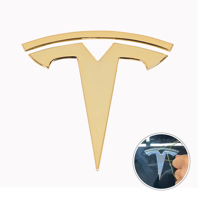 'T' Emblem Decal Wraps – Front & Rear Badges (1 Pair) - For Tesla Model 3 (Highland)/Y (2017-2024)