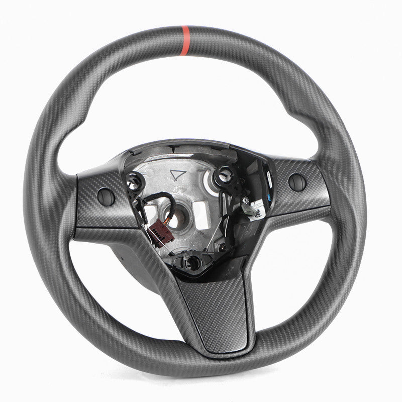 Full Carbon Fiber Steering Wheel – For Tesla Model 3/Y (2017-2024)