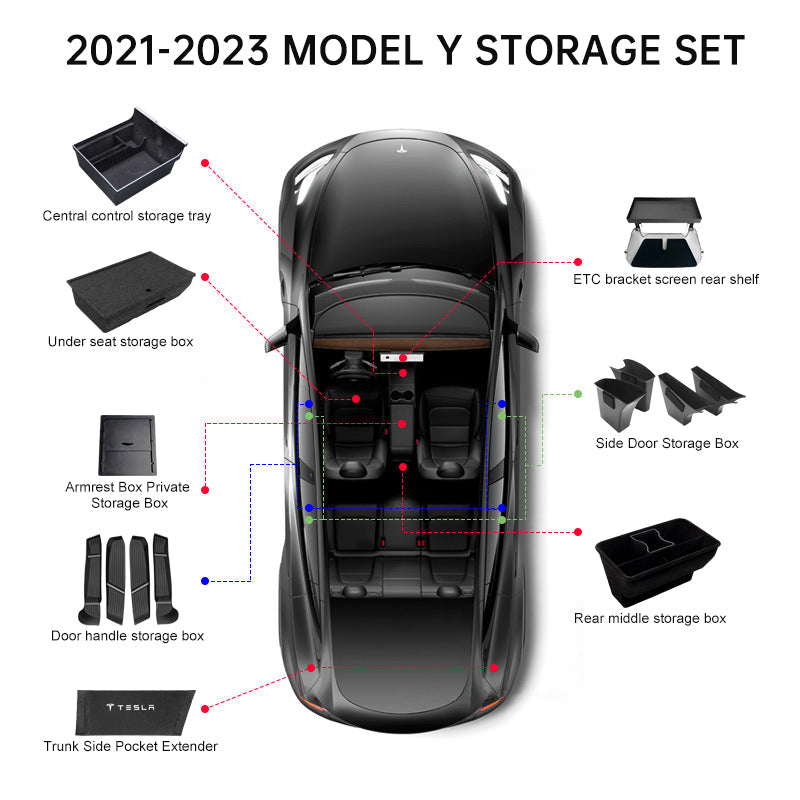 Interior Organizer Set – For Tesla Model Y (2021-2024)