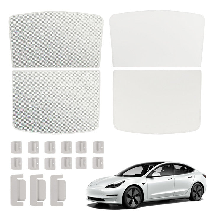 Reflective Sunroof & Rear Windshield Sunshade – Lightweight Silver Visor – For Tesla Model 3/Y (2017-2023)