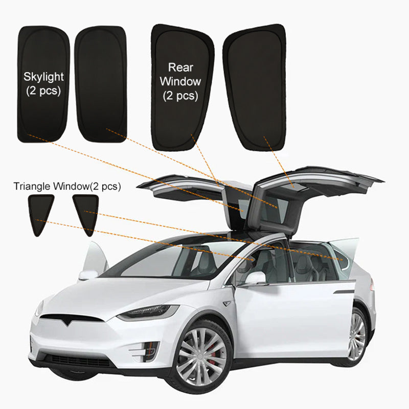 Privacy and Thermal Insulated Sunshades Curtains Opaque Sun Visor – For Tesla Model X (2015-2024)