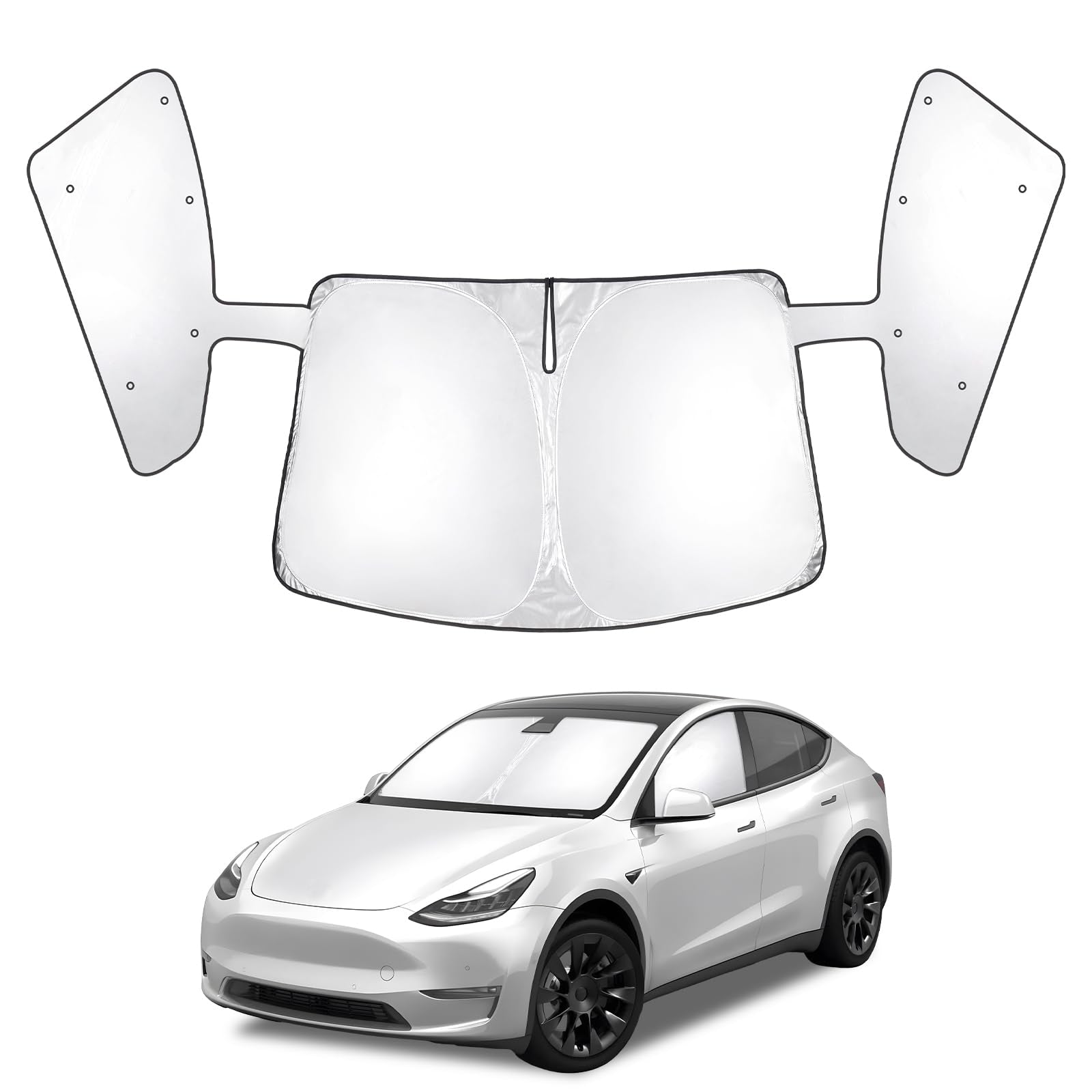 Front Windshield & Side Window 2-in-1 Integrated Sun Visor Cover – For Tesla Model Y (2020-2024)