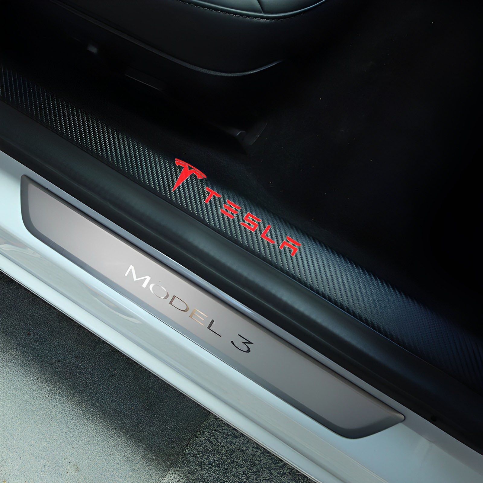 Carbon Fiber Door Sill Stickers – For Tesla Model 3