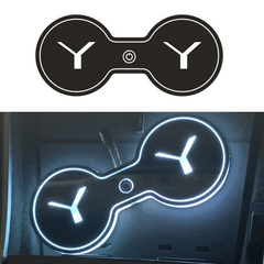 Model 3 / Y Dual Cupholder Logo 7-Color LED Pad Interior Atmosphere Lamp (2017-2023)