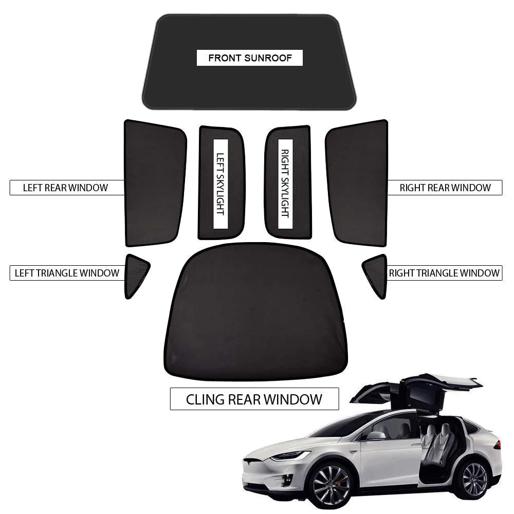 Whole Car Window & Sunroof Mesh Sunshade Kit – For Tesla Model X (2015-2020)